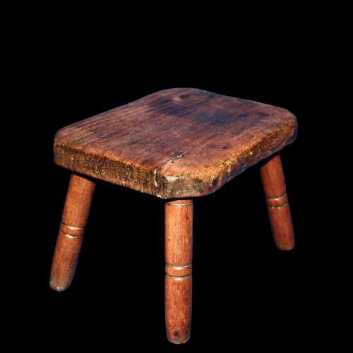 Country Made Footstool on Turned Legs image-2