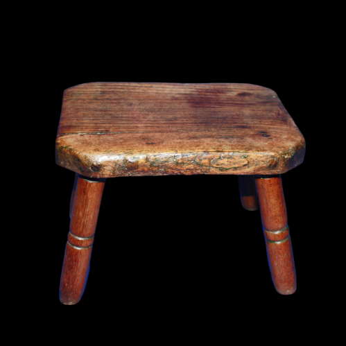 Country Made Footstool on Turned Legs image-3