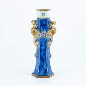 An Antique Doulton Lambeth Hexagonal Sleeve Vase by Francis Pope