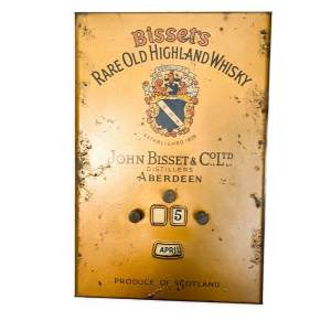 A 1950s Highland Whisky Advertising Enamel Tin Sign with Calendar
