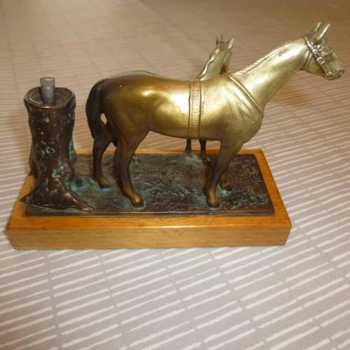An Austrian Cold Painted Spelter Match Striker with Mare and Foal image-2