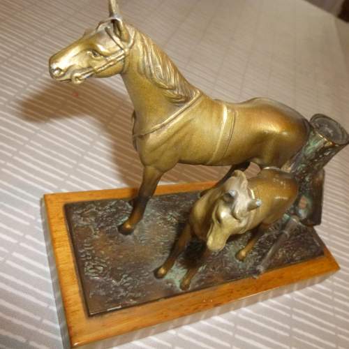 An Austrian Cold Painted Spelter Match Striker with Mare and Foal image-4