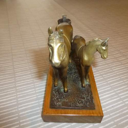 An Austrian Cold Painted Spelter Match Striker with Mare and Foal image-5