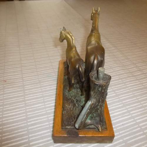 An Austrian Cold Painted Spelter Match Striker with Mare and Foal image-6