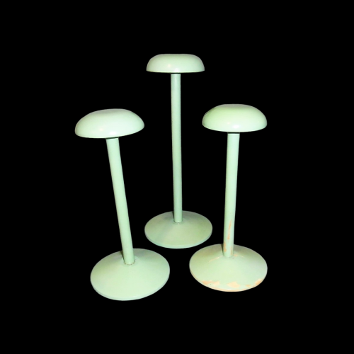 Three Delightful Vintage 1940s Milliners Green Painted Hat Stands image-1