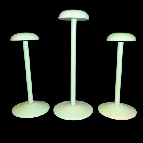 Three Delightful Vintage 1940s Milliners Green Painted Hat Stands image-5