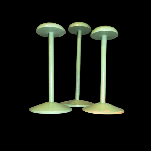Three Delightful Vintage 1940s Milliners Green Painted Hat Stands image-6