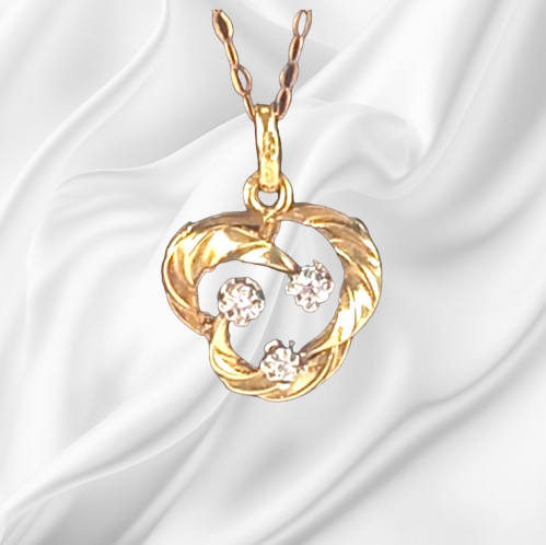 Gold Diamond Pendant and Chain image-1