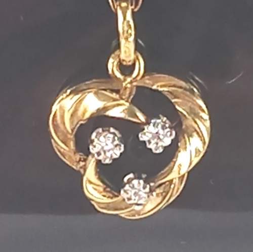 Gold Diamond Pendant and Chain image-2
