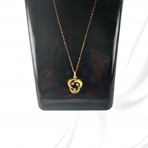 Gold Diamond Pendant and Chain image-5