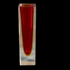 Large Red Murano Sommerso Glass Vase
