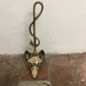 Antique Brass Fox Doorstop - Riding Crop Handle