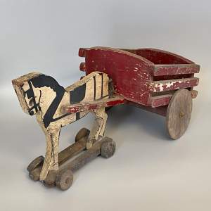 20th Century Toy Horse and Cart