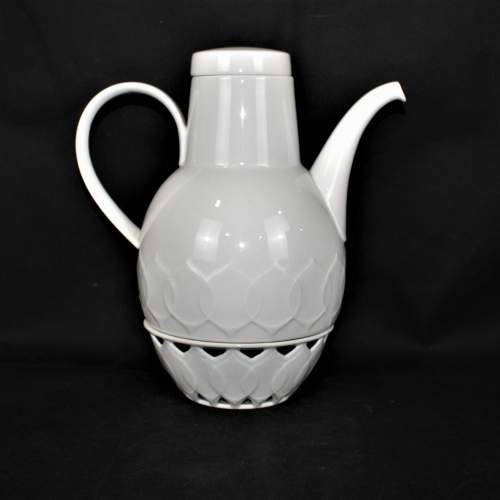 Rosenthal Danish Design White Lotus Coffee Pot & Warmer Stand image-1