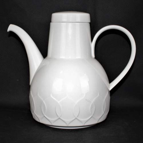 Rosenthal Danish Design White Lotus Coffee Pot & Warmer Stand image-2