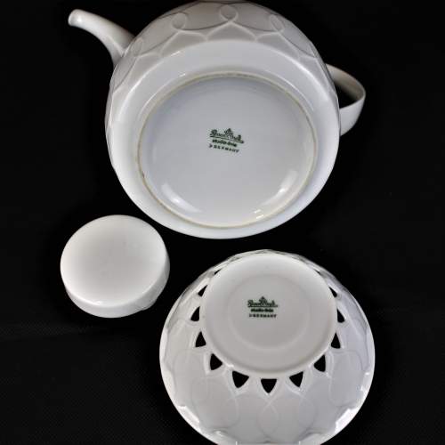 Rosenthal Danish Design White Lotus Coffee Pot & Warmer Stand image-5