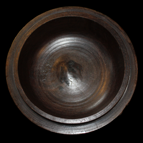 African Hardwood Relief Carved Circular Bowl and Cover image-5