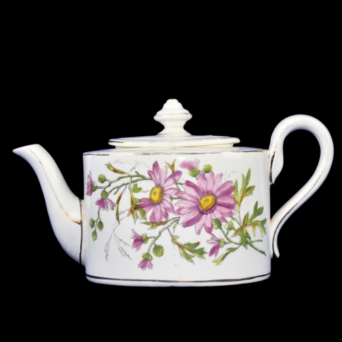 Decorative Antique Teapot with Pink Flowers image-1