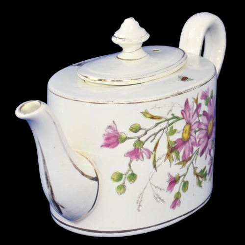 Decorative Antique Teapot with Pink Flowers image-3