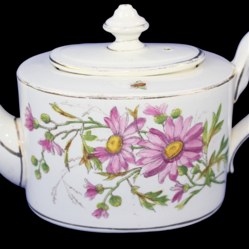 Decorative Antique Teapot with Pink Flowers image-4