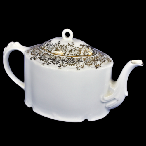 Decorative Antique White and Gilt Teapot image-1