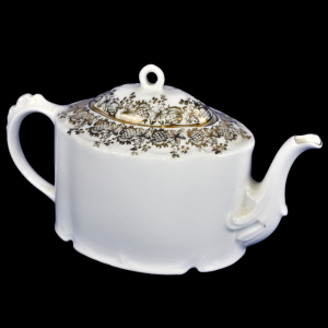 Decorative Antique White and Gilt Teapot