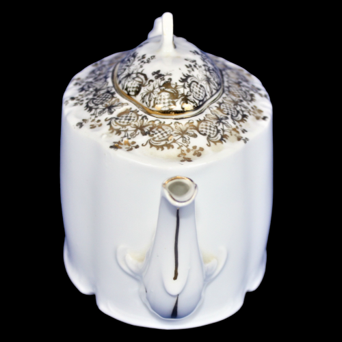 Decorative Antique White and Gilt Teapot image-2