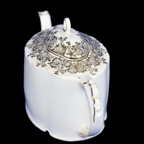 Decorative Antique White and Gilt Teapot image-3