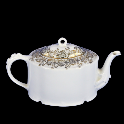 Decorative Antique White and Gilt Teapot image-4