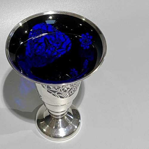 Jean Beck Blue Glass Vase with Silver Overlay image-4
