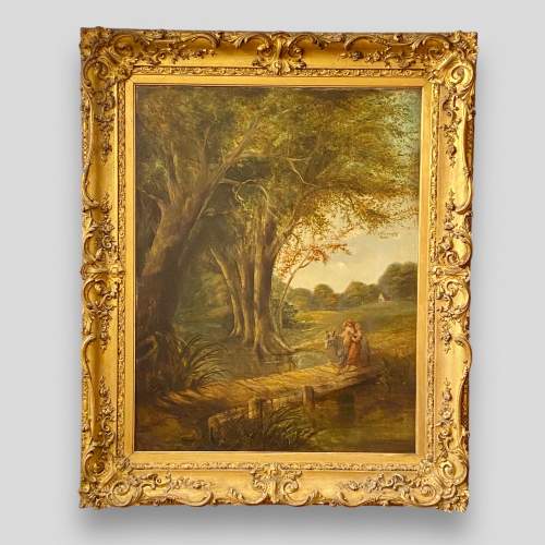 Large 19th Century Landscape Painting image-1