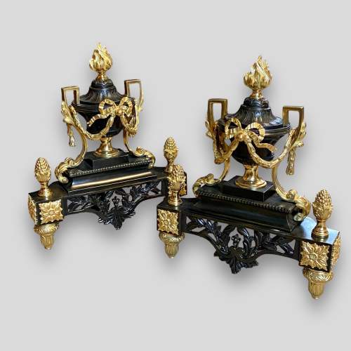 Pair of French 19th Century Bronze Chenets image-1