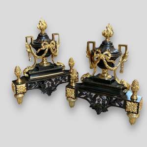 Pair of French 19th Century Bronze Chenets