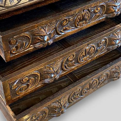 Victorian Profusely Carved Oak Bureau Bookcase image-6