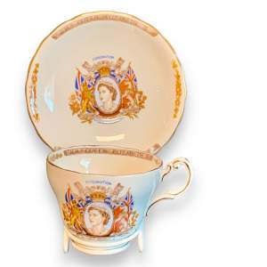 Queen Elizabeth II Coronation Cup and Saucer