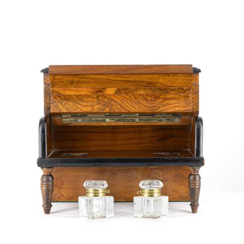 Antique Victorian Novelty Walnut Miniature Piano Writing Box image-4