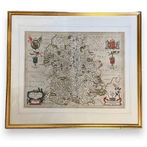 17th Century Framed Shropshire Map
