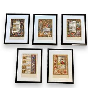 Set of Five Framed Psalm Pages
