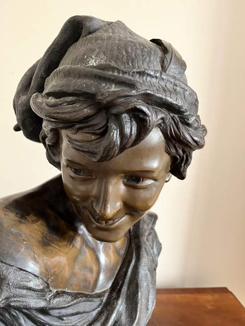 Circa 1920 - A Cold Painted Terracotta Bust of Neapolitan Fisher Boy image-2