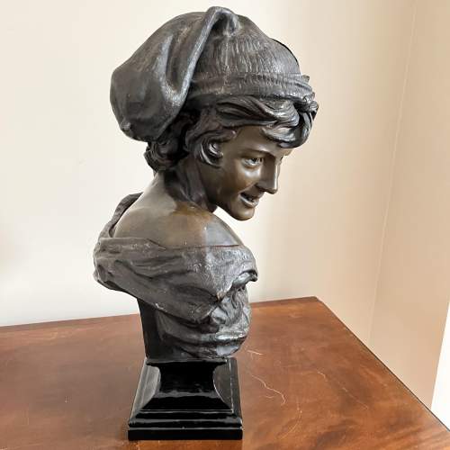 Circa 1920 - A Cold Painted Terracotta Bust of Neapolitan Fisher Boy image-3