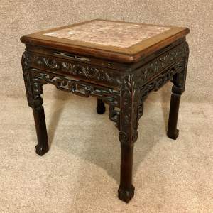 Early 20th Century Chinese Hardwood Stand With Marble Top