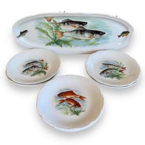 Vintage Set of French Porcelain Fish Plates