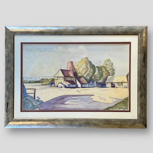 Mid 20th Century Watercolour of a Farmyard Scene image-1
