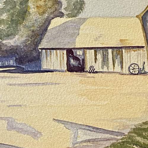 Mid 20th Century Watercolour of a Farmyard Scene image-3