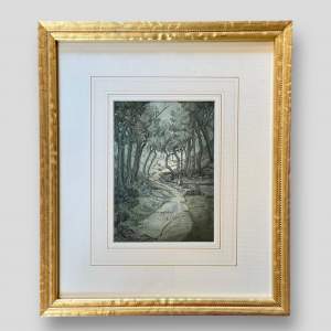 Woodland Scene Watercolour by Camille Antoine Arnoux Solon