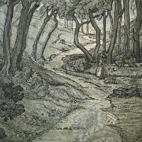Woodland Scene Watercolour by Camille Antoine Arnoux Solon image-3
