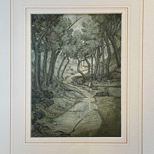 Woodland Scene Watercolour by Camille Antoine Arnoux Solon image-4