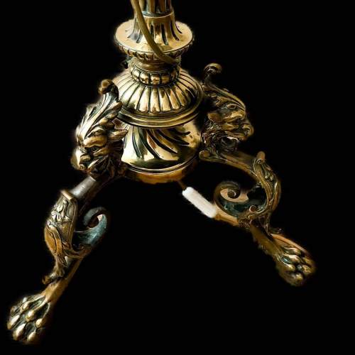A 19th Century Expandable Standard Solid Brass Lamp image-2