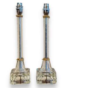 Pair of 20th Glass Table Lamps