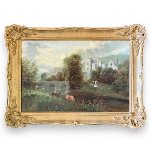 19th Century Gilt Framed Cattle in Landscape